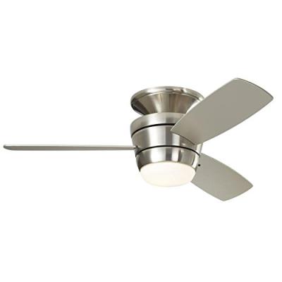 China With 44 light in brushed nickel flush mount indoor ceiling fan with light kit and exterior and gloss for sale