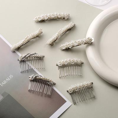 China Wholesale Fashion Decoration Pearl Metal Snap Hair Clip Korean Elegant Hairpins For Hair Accessories for sale