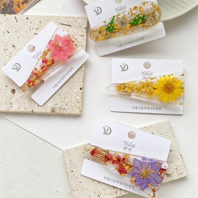 China Decoration Girls Handmade Resin Flower Hairpin Hair Clip Accessories Plastic Clear Dry Bobby Pins for sale