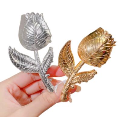 China Wholesale Metal Custom Rose Flower Claw Clips Hair Claw Hair Jewelry Accessories Women Hair Claw for sale