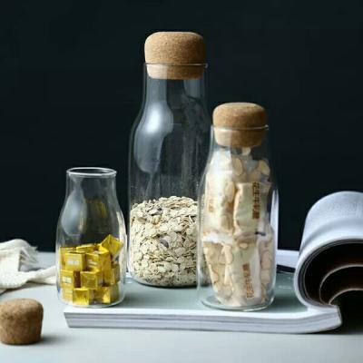 China Modern Factory Manufactured Clear Decorative Glass Storage Jar With Wooden Lid for sale