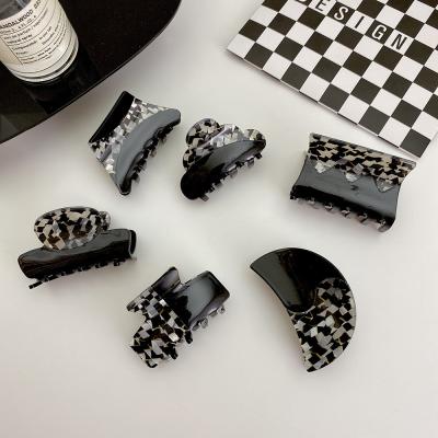 China High Quality Ins French Two Tone Black Hair Claw Tested Acrylic Hair Claw Clips Hair Accessories For Women Girls for sale