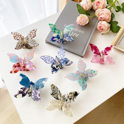 China French New Style European and American Statistical Institute Butterfly Hair Claw Clips Acetate Hair Accessory for Women Girls for sale