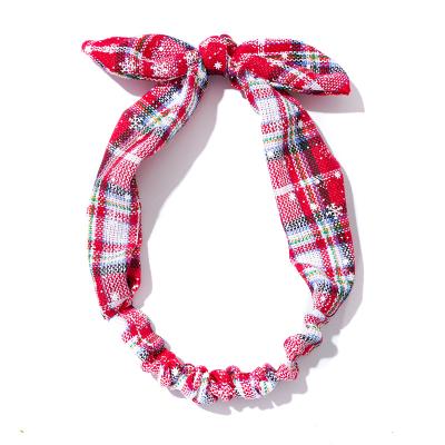 China New Fabric Fashion Christmas Festival Headband Snowflake Plaid Hair Accessories For Girls for sale