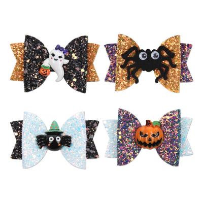 China New Halloween festival factory direct arrival heavy glitter bow hair clip festival decoration clip for sale