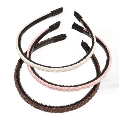 China Fashionable Headband/Factory Slip Hair Accessory Direct Leather Braided Headband Non PU Accessory for sale