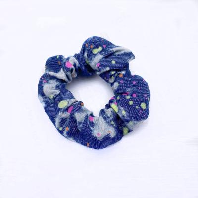 China Colorful fashionable denim scrunchy denim hair accessory for sale