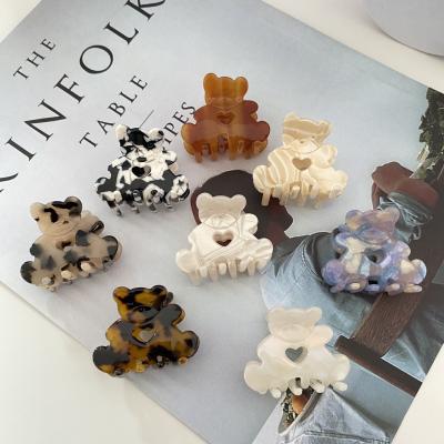 China Fashion Hot Sales Cute Bear Shape 4.3cm Mini Hair Clip Accessories Acetate Hair Claw For Girls for sale