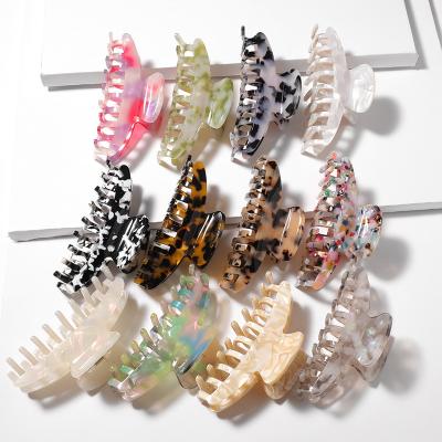 China Acetate hot sale hair claw clip fashion rectangular headdress 9cm tall printed pattern hair claw clip for sale