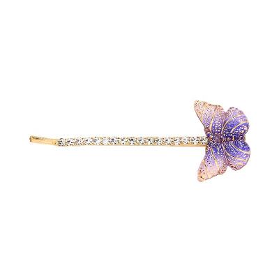 China New Fashion Butterfly INS Resin Butterfly Hair Clips Rhinestone Rhinestone Hair Pin Women Luxury Hair Pin for sale