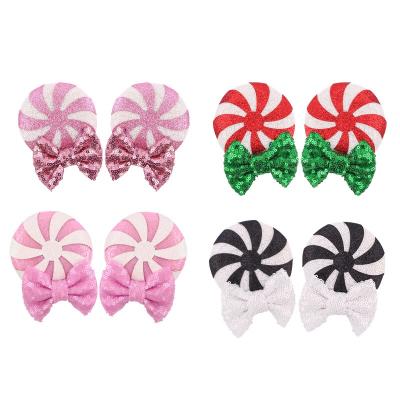 China Sequin Baby Bows Hair Accessories Glitter Minnie Ear Hairpin Glitter Bow Mickey Ears Hairpin For Kids for sale