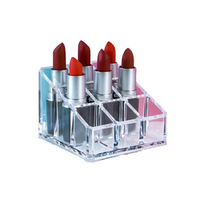 China Acrylic Lipsticks Organizer Promotion High Quality Large Price Display 9 Compartments Rack Lipstick Display for sale