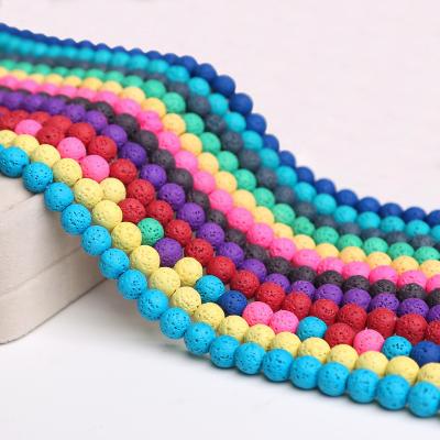 China DIY Jewelry Making Colorful Natural Volcanic Stone Beads For Bracelet Lava Rock Beads DIY Lava Stones 4mm 6mm 8mm 10mm for sale