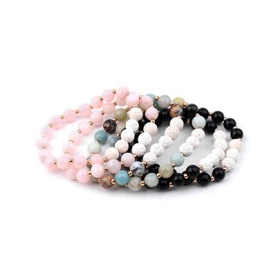 China Fast Delivery Natural Stone Lava Rock Beads Stretch Yoga Bracelet Healing Bracelet for sale