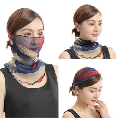 China Autumn Winter Face Guard Women Gauze Protective Silk Scarf Neck Guard Scarf Thin Veil Sunscreen European American Women Bib New Small for sale