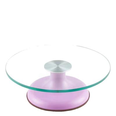 China Sustainable Hot Sale Cake Tools Glass Rotating Cake Stand For Birthday Christmas Cake for sale