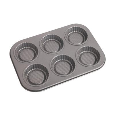 China Sustainable Reusable Carbon Steel Baking Tray Pans Tools With 6 Cavity Cake Donut Non-Stick Brownie Cake Mold Bake for sale