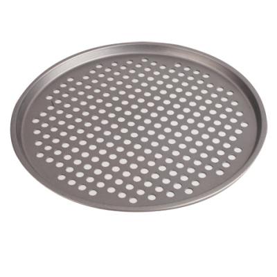 China Sustainable Round Pizza Tray Carbon Steel Round Pizza Baking Tray With Holes Non Stick Panfor Baking Oven Baking Supplies for sale