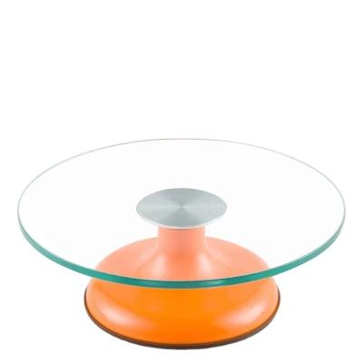 China Professional Non-slip Tempered Glass Round Cake Decorating Tools Round Cake Viable Custom Color Cake Multiple Baking Turntable for sale