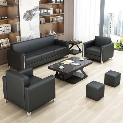 China Modern Simple Modern Office Sofa Business Reception 4s Store Cowhide Office Sofa Stool Tea Table Combination for sale