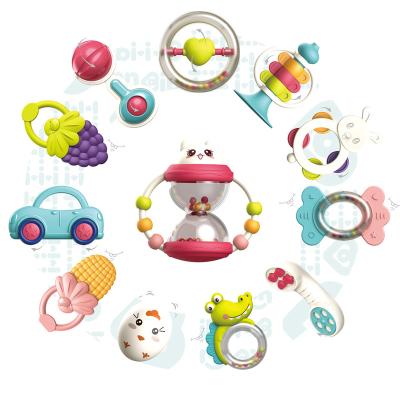 China Musical Animal Chew Toy Infant Handbell Set Shape Bell Teething Toy Baby Rattle Silicone Teether Toys for sale