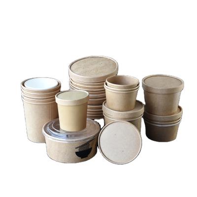 China Handmade Food Use And Paper Kraft Material Salad Paper Bowl 500ml Or Custom for sale