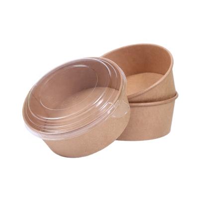 China Printed Disposable Disposable Take Out Wrapping Paper Salad / Rice Bowl With Plastic Lid for sale