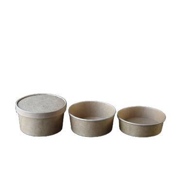 China Disposable Tableware Environmentally Friendly Degradable Kraft Paper Pulp Divided Salad Bowl for sale