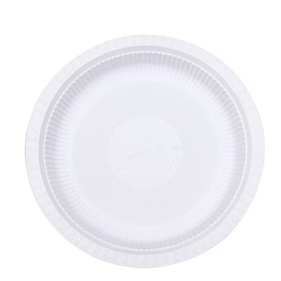 China Disposable Eco-Friendly Disposable Biodegradable Cornstarch Plastic Round Dish/Cake Dish for sale