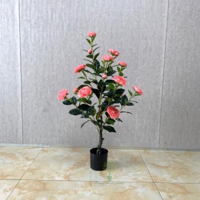 China CREATIVE 90 cm Artificial Camellia Tree Flower Tree Home Office Decoration for sale