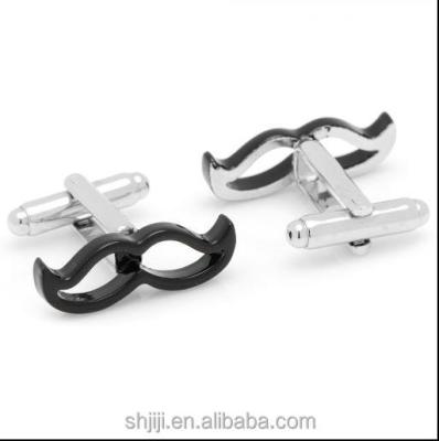 China Novelty Brass Mustache And Beard Man Black Enamel Jewelry Cufflinks Shanghai Supplier for sale