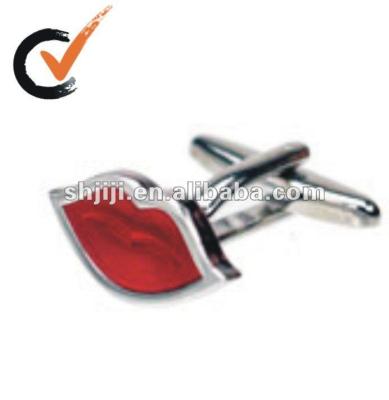 China Realistic Red Lip Enamel Brass Size Ends Cufflinks for sale