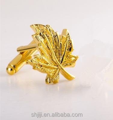 China Cufflinks Maple Leaf Shaped Gold Plated Cufflinks for sale