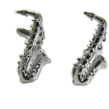 China Music Saxaphone Brass Cuff Links Silver Alloy NC ALLOY Cufflinks or Link Clips Manufacturer; Shape Cf447 JIJI of SHG Saxaphone for sale