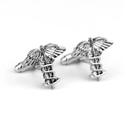 China Brass Metal Caduceus Medical Cufflinks for sale