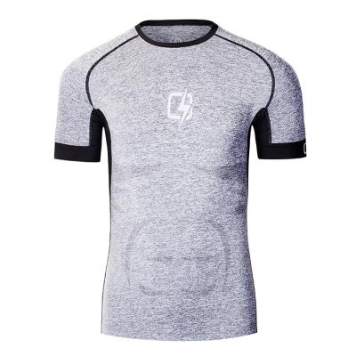 China OEM Antibacterial Men's Clothing Wholesale Compression Muscle Casual Gym Sport Gray Fitness T-shirt for sale