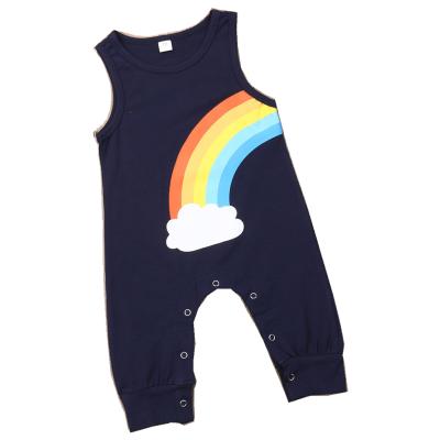 China Spandex/Cotton Girl and Boy Summer Rainbow Jumpsuit Baby Sleeveless Romper for sale