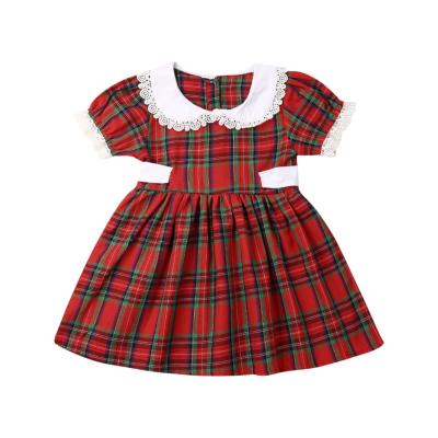 China Breathable Girl Plaid Dress Lolita Dress Ruffle Skirt Breathable Sleeve Maker Kids Short Dresses for sale