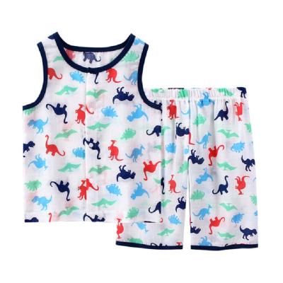 China Comfortable And Soft Boy And Girl Pajamas Summer Suit Breathable Sleeveless Children Pajamas for sale