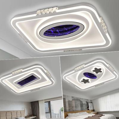 China HuanXin 3D New Design Dimmable Lamp Mount Acrylic Decorative Modern Smart Home Lighting Fancy Modern Decorative Indoor Round Flush Chandelier Led Ceiling Light for sale