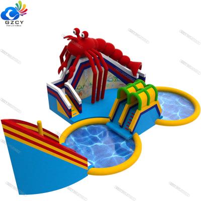 China Factory 100% Inflatable PVC Ground Huge Inflatable Water Park Pool Slide For Custom Made for sale