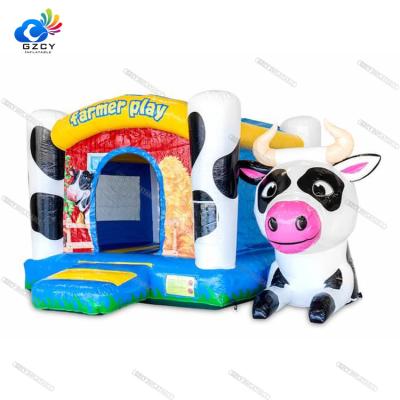 China Factory supply direct cow design pvc inflatable combo bounce house for sale for sale