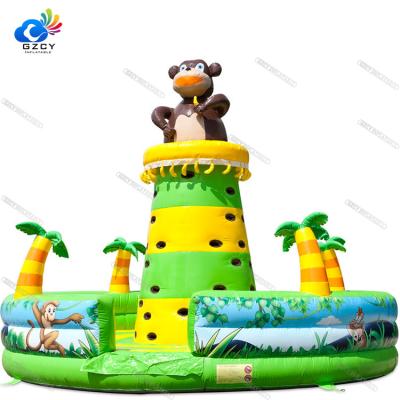 China 0.55mm PVC tarpaulin high quality monkey theme inflatable climbing game climbing wall for sale for sale