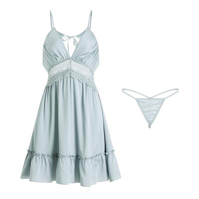 China Factory Price Breathable Chinese Exquisite Cut Out Women Lingerie Sling Nightgown for sale