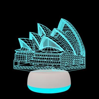 China 2021 New Modern 3D Hologram Illusion Lamparas Landmark Building Acrylic Table Lamp Touch Sensor Kids Night Light Room Decoration for sale