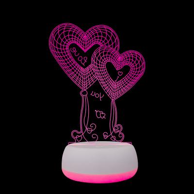 China Romantic Perfect Gift for Lovers Date Atmosphere Lighting 3D Illusion Night Light 7 Colors Changing LED Night Lamp Bedroom Decoration for sale