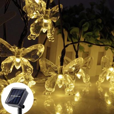 China Residential Multi Color Fairy Lights 7M Solar Powered Decorative Butterfly 50LEDS LED String Lights Outdoor Garden Yard Decoration for sale