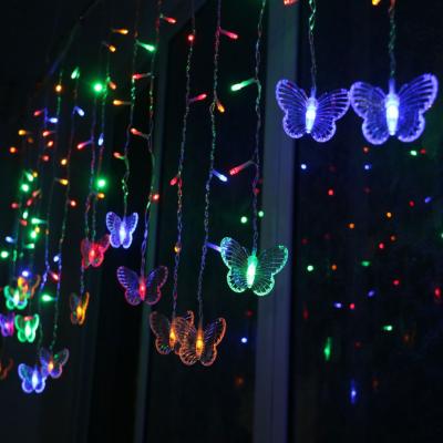 China LED Curtain Light 5M 216 LED Butterfly Garland Fairy Curtain String Lights Christmas Decorations LED Curtain Lights For New Year Wedding Decor for sale