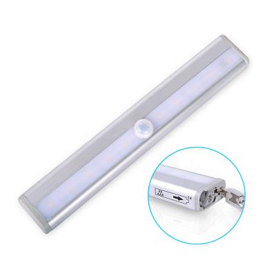 China Wireless Usb Wardrobe Lamp 10 LED Motion Sensor Cabinet Lights Under Cabinet Lightening for sale