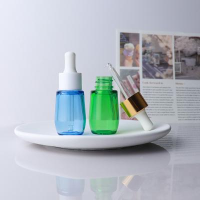 China Plain Matte White Color Round 20Ml PET Dropper Bottle With Rubber Dropper Cap Packing for sale